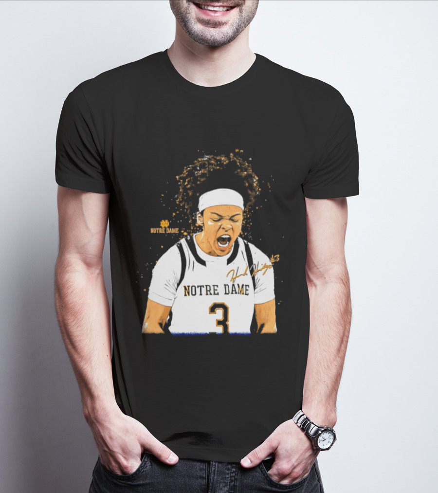 Notre Dame Basketball Hannah Hidalgo Caricature Number 3 NCAA Women's Player T-Shirt