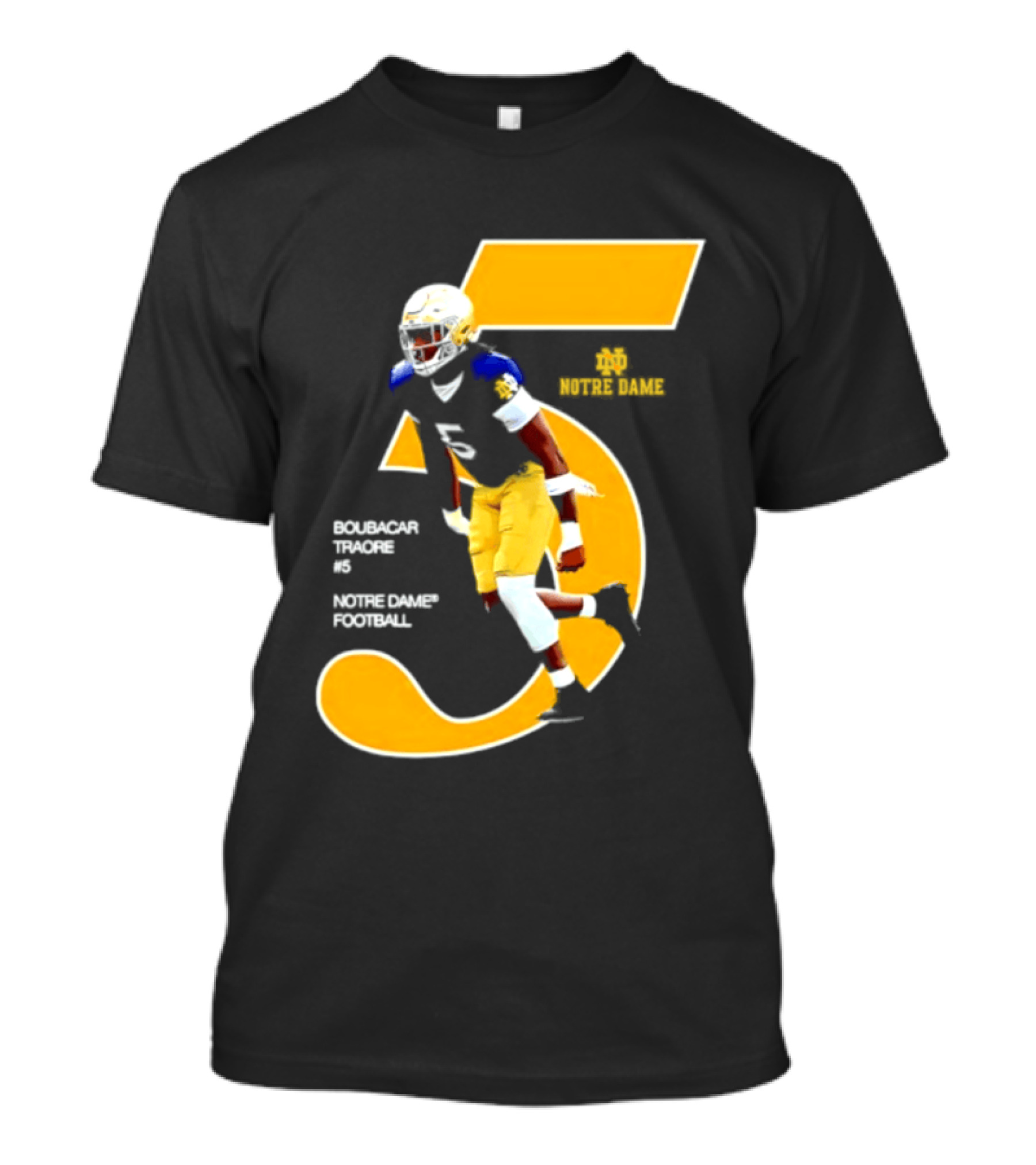 Boubacar Traore 5 Notre Dame Football Player NCAA Iconic Number T-Shirt