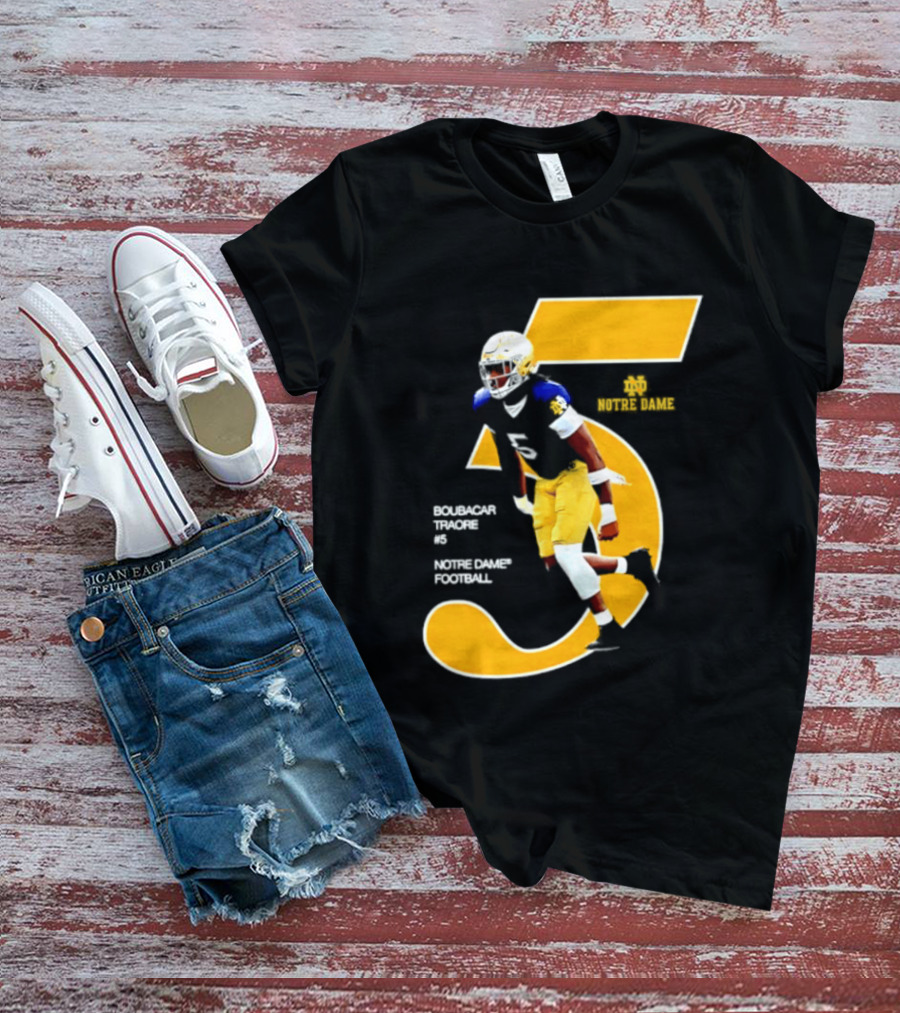 Boubacar Traore 5 Notre Dame Football Player NCAA Iconic Number T-Shirt