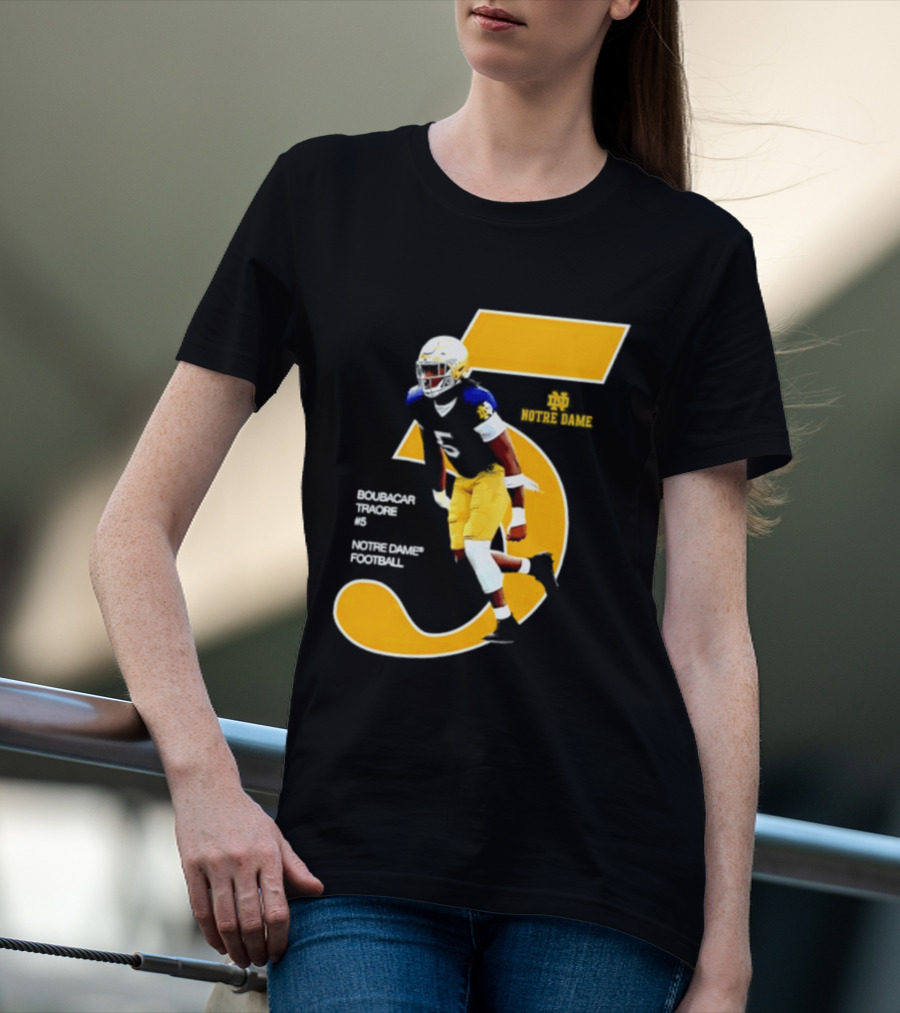 Boubacar Traore 5 Notre Dame Football Player NCAA Iconic Number T-Shirt
