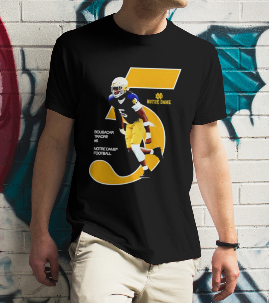 Boubacar Traore 5 Notre Dame Football Player NCAA Iconic Number T-Shirt