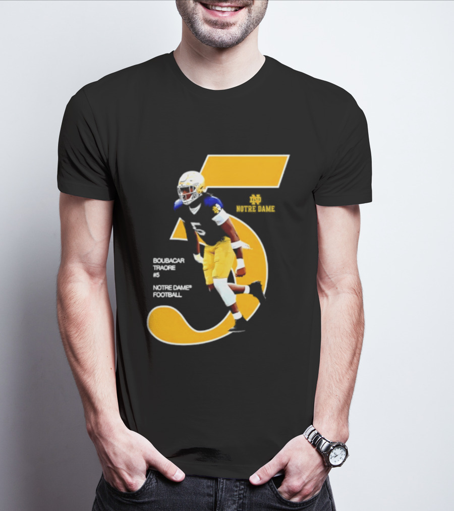 Boubacar Traore 5 Notre Dame Football Player NCAA Iconic Number T-Shirt