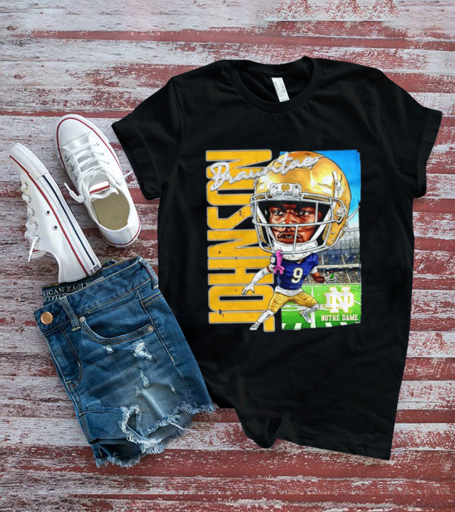 Notre Dame NCAA Football Brauntae Johnson 9 Caricature T-Shirt