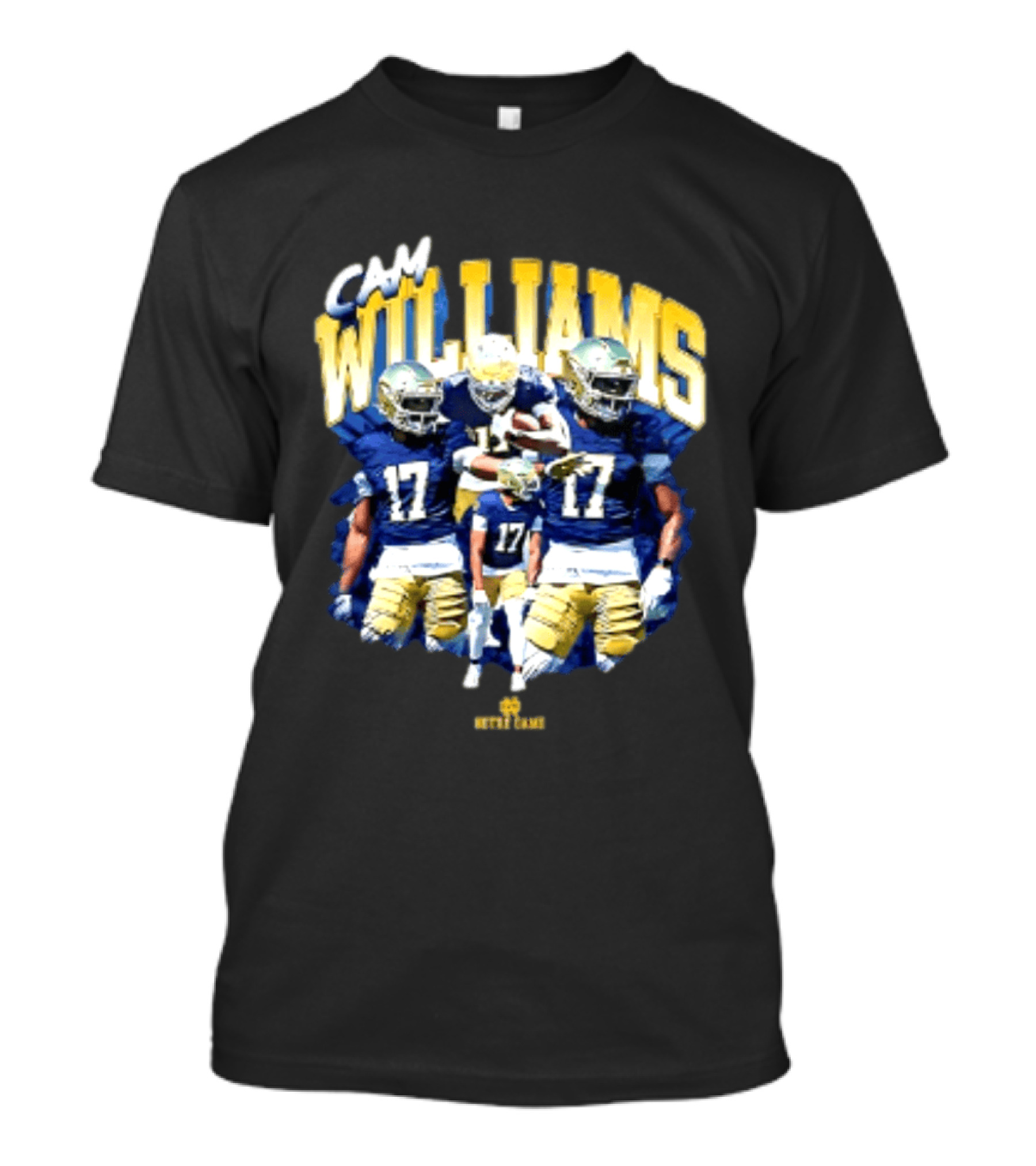 Cam Williams 17 Notre Dame NCAA Football Player Multiple Action Poses T-Shirt