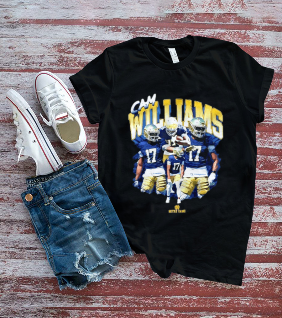 Cam Williams 17 Notre Dame NCAA Football Player Multiple Action Poses T-Shirt