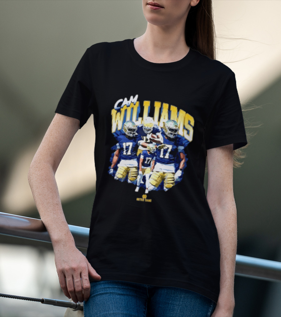 Cam Williams 17 Notre Dame NCAA Football Player Multiple Action Poses T-Shirt