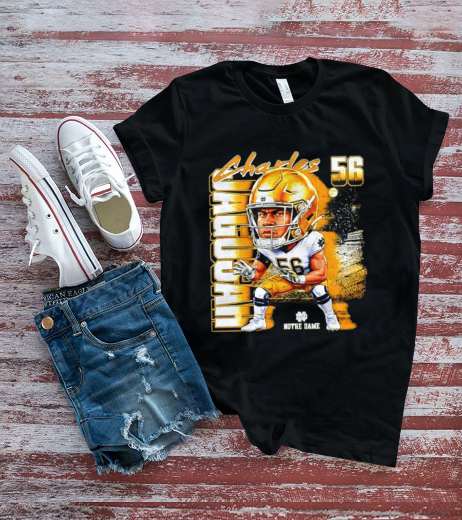 Charles Jagusah 56 Notre Dame Player NCAA Football Caricature T-Shirt