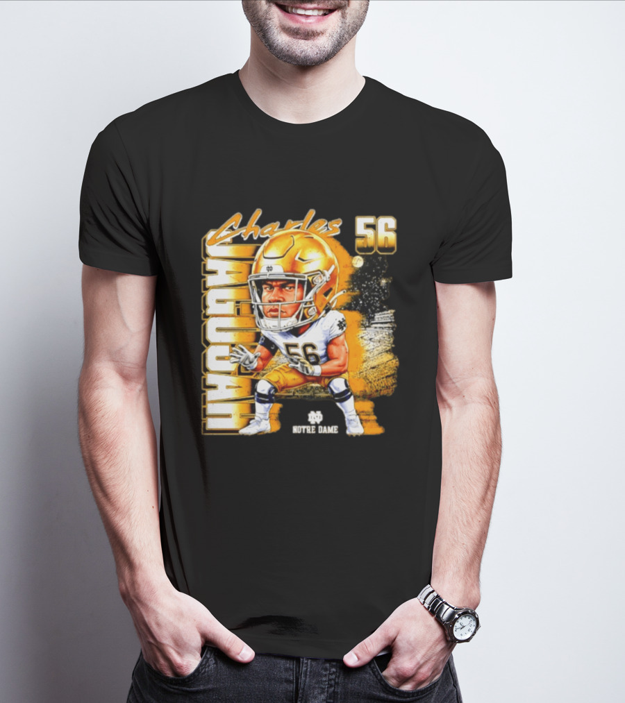 Charles Jagusah 56 Notre Dame Player NCAA Football Caricature T-Shirt