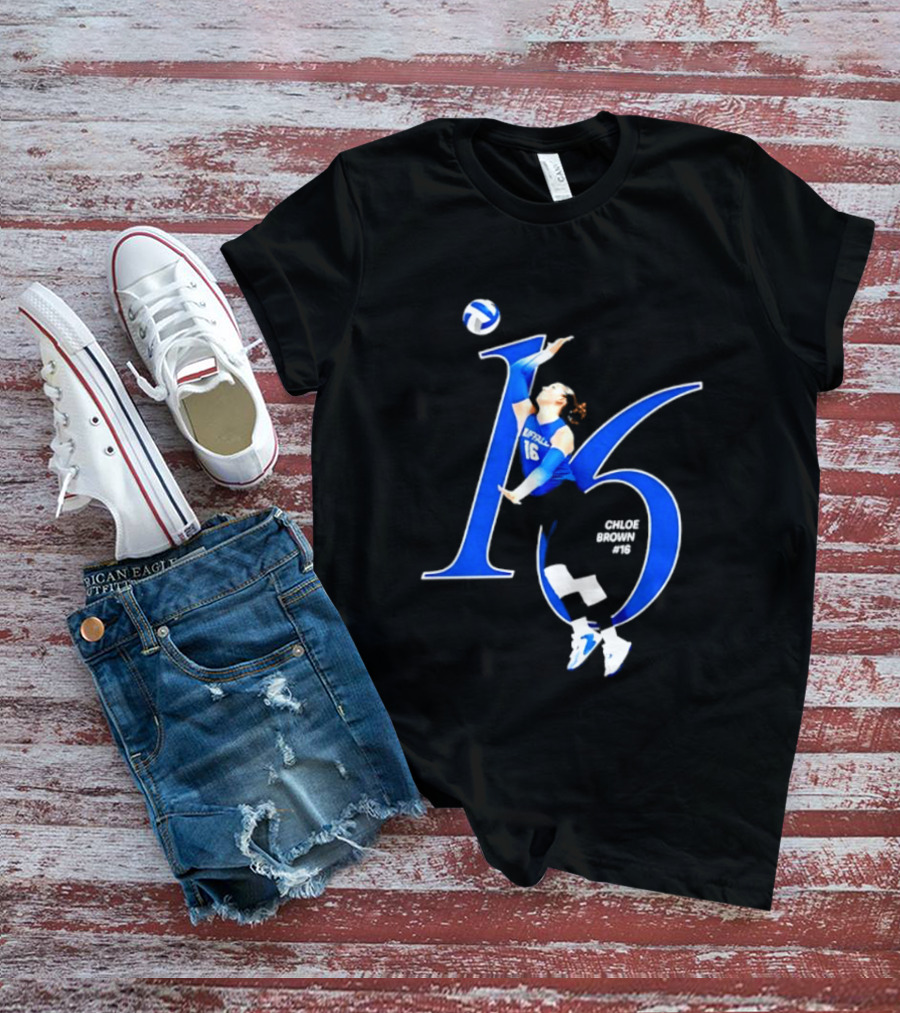 Chloe Brown 16 Buffalo Bulls NCAA Volleyball Player Action Pose T-Shirt