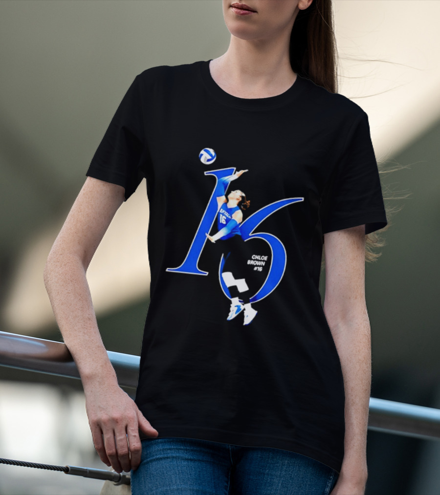 Chloe Brown 16 Buffalo Bulls NCAA Volleyball Player Action Pose T-Shirt
