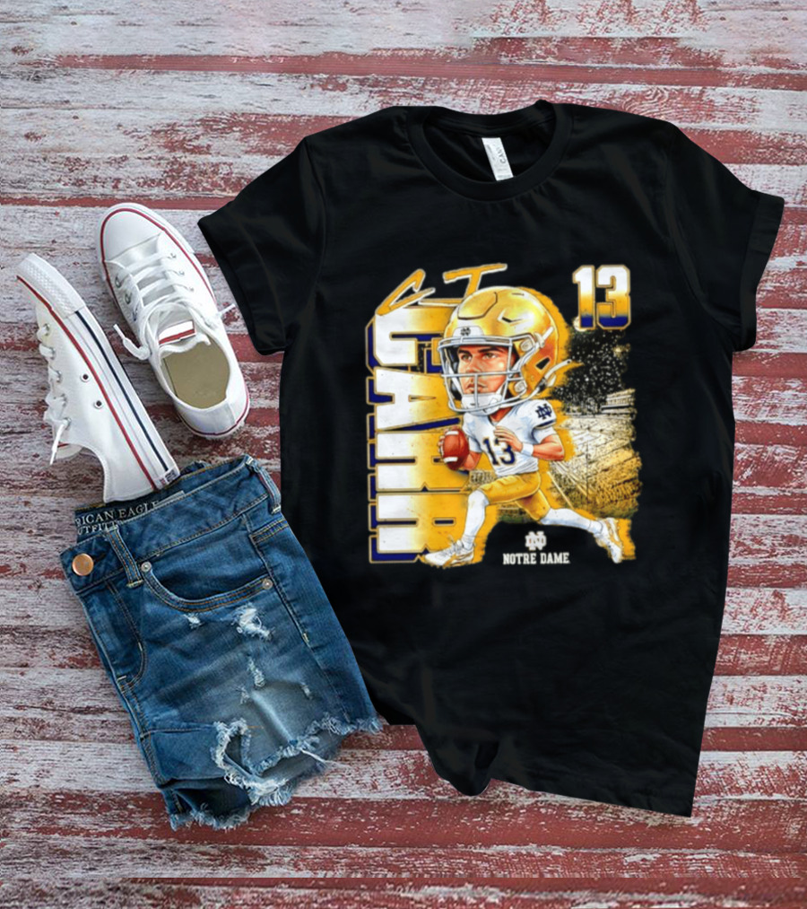 CJ Carr 13 Notre Dame Fighting Irish Football Player Caricature T-Shirt