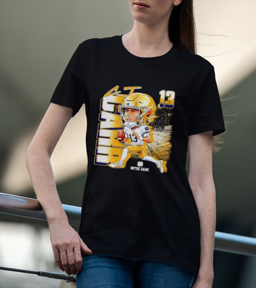 CJ Carr 13 Notre Dame Fighting Irish Football Player Caricature T-Shirt