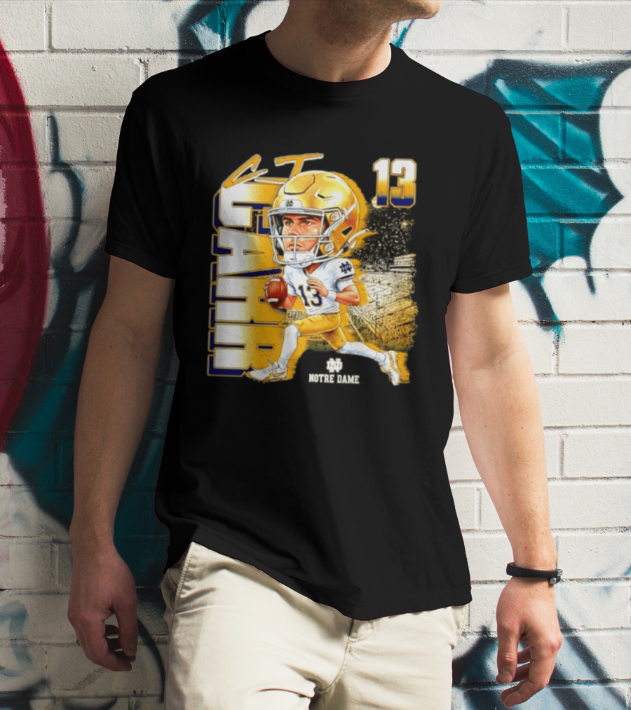 CJ Carr 13 Notre Dame Fighting Irish Football Player Caricature T-Shirt