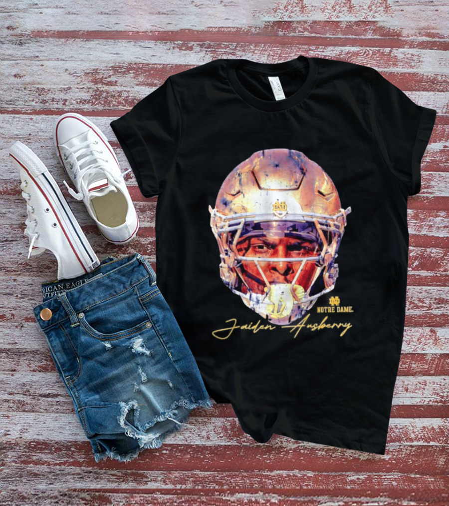 Notre Dame NCAA Football Helmet Jaiden Ausberry Swag Head T-Shirt