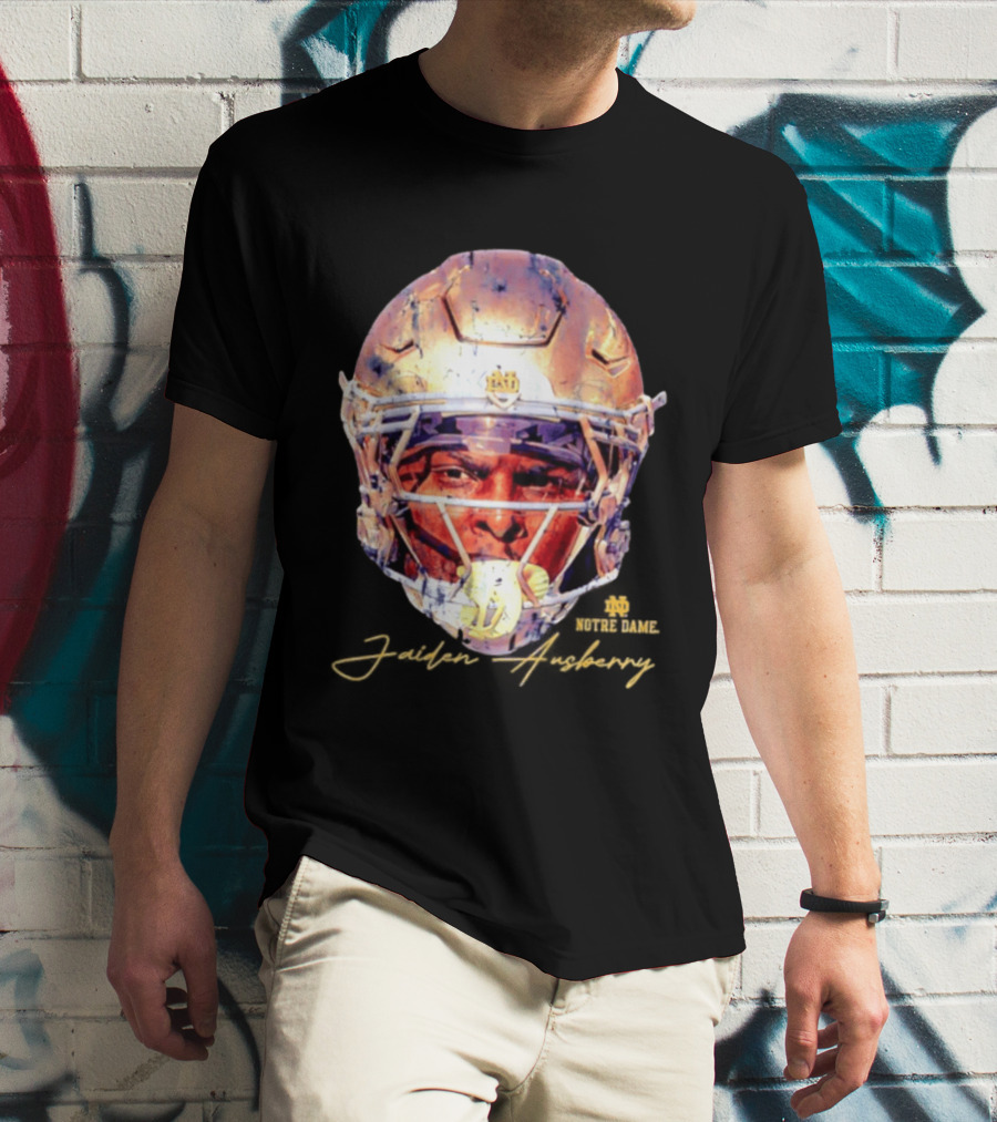 Notre Dame NCAA Football Helmet Jaiden Ausberry Swag Head T-Shirt