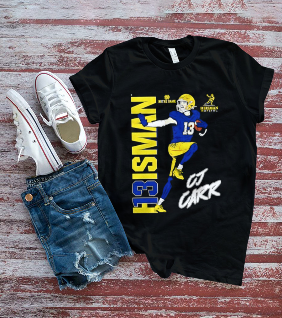 Notre Dame Football CJ Carr Heisman 13 NCAA T-Shirt