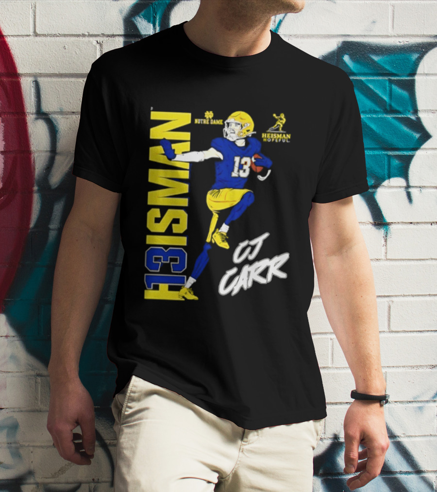 Notre Dame Football CJ Carr Heisman 13 NCAA T-Shirt