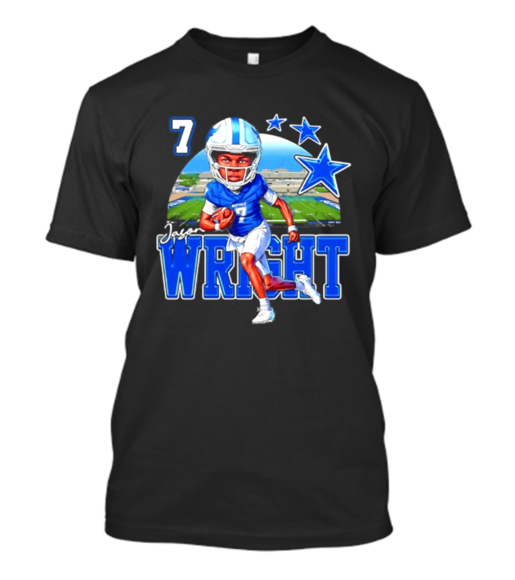 Buffalo Bulls Jason Wright 7 NCAA Football Player Caricature T-Shirt