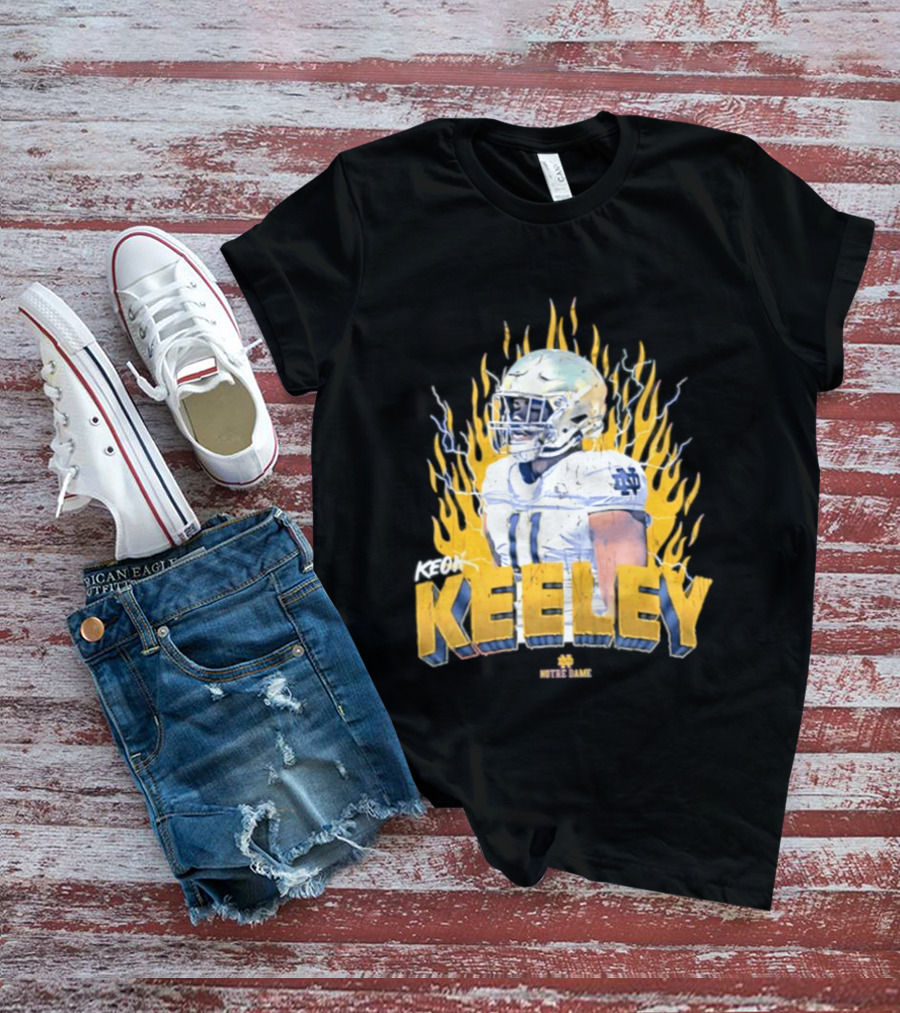 Notre Dame Football Keeley 11 NCAA Player Name Flame Burst T-Shirt
