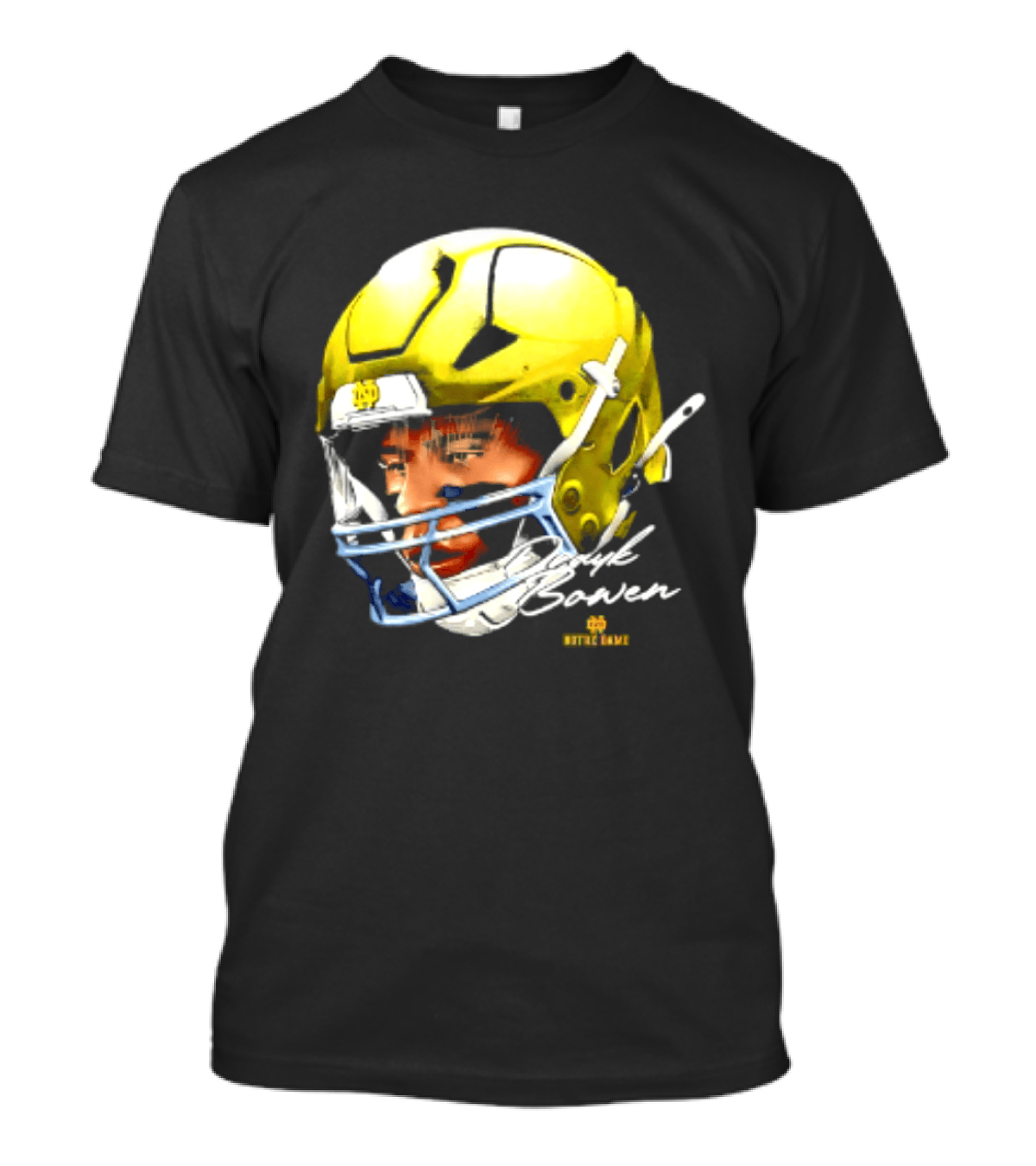 Notre Dame Drayk Bowen NCAA Football Headgear Fan Gear T-Shirt