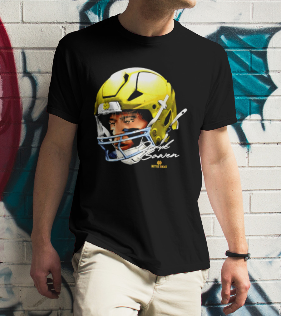Notre Dame Drayk Bowen NCAA Football Headgear Fan Gear T-Shirt