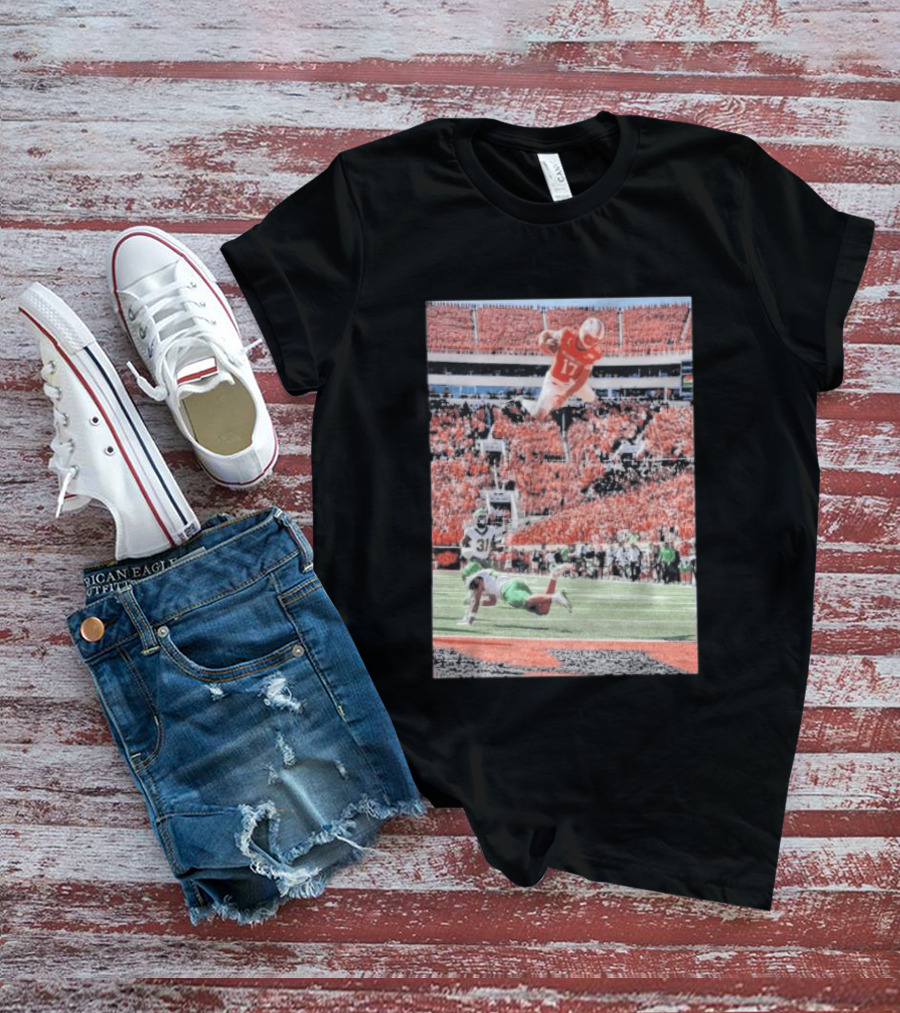 Drew Mestemaker Air Mesty Football Jumping Action 17 Stadium Scene T-Shirt