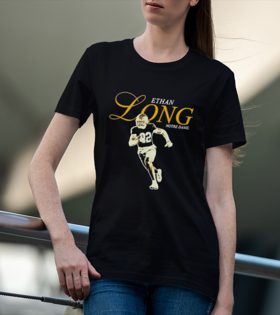 Ethan Long 22 Notre Dame NCAA Football Player T-Shirt