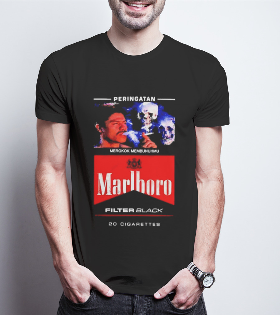 Marlboro Filter Black Peringatan Merokok Membunuhmu 50 Cigarettes T-Shirt