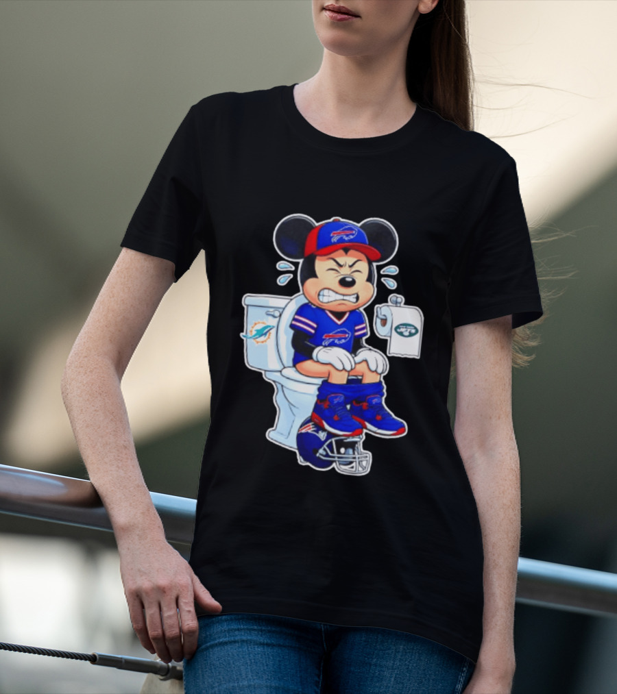 Mickey Toilet Buffalo Bills Defeat Jets Dolphins Patriots Football T-Shirt
