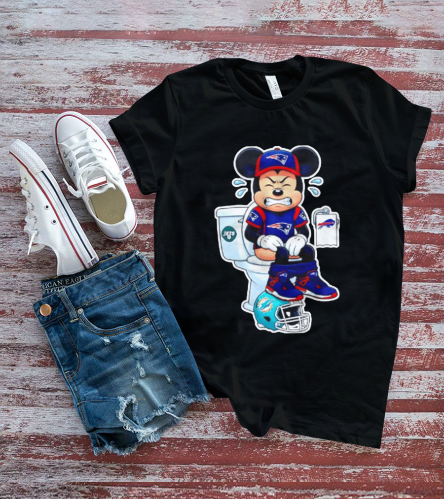 Mickey Patriots Jets Bills Dolphins Toilet Humor Football T-Shirt
