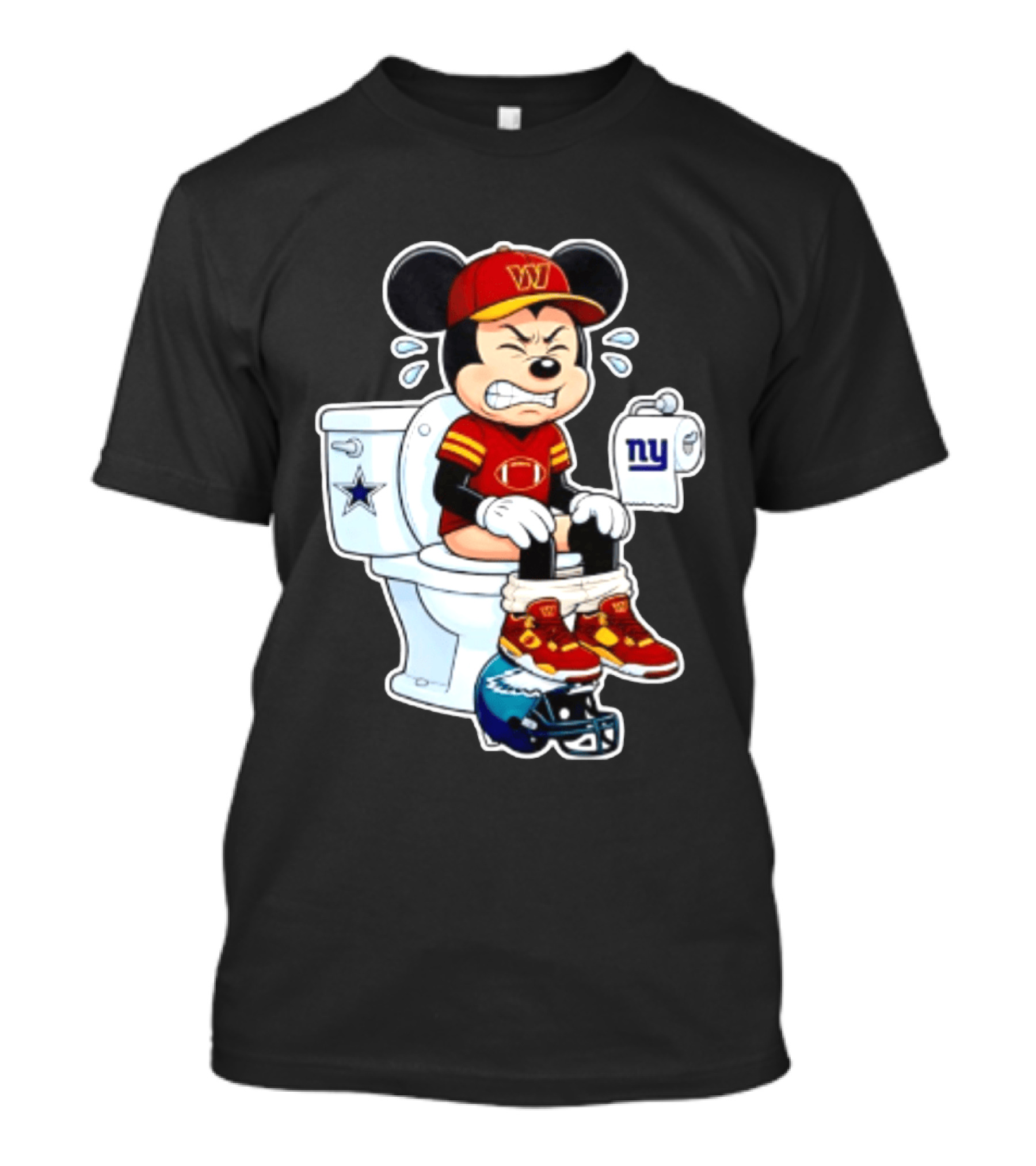 Mickey Toilet Washington W Frustrated Cowboys Giants Eagles Football Rivalry T-Shirt