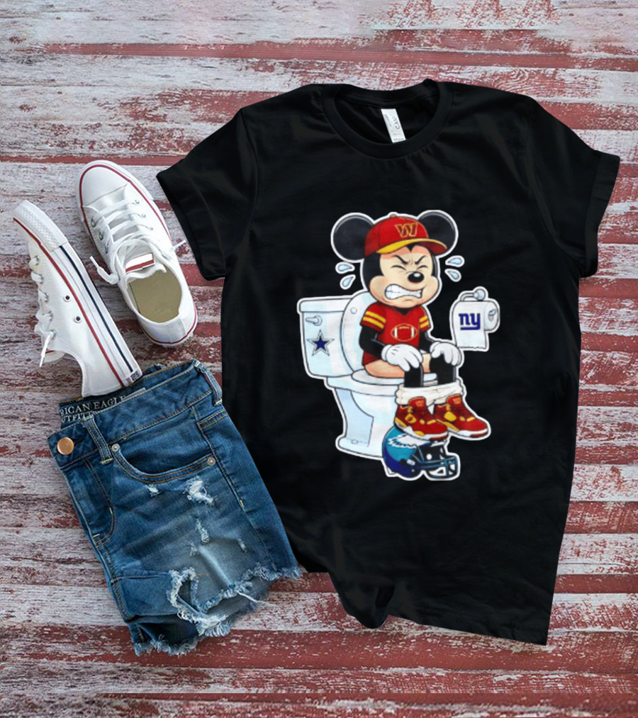 Mickey Toilet Washington W Frustrated Cowboys Giants Eagles Football Rivalry T-Shirt