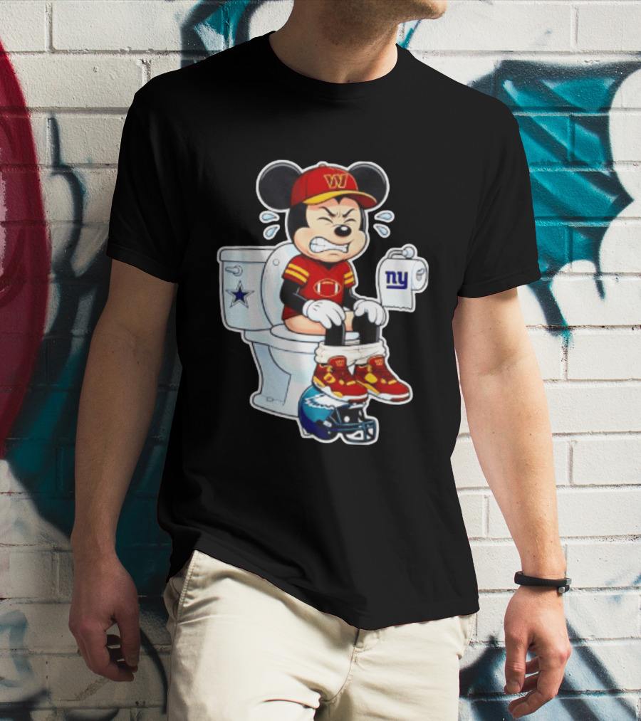 Mickey Toilet Washington W Frustrated Cowboys Giants Eagles Football Rivalry T-Shirt