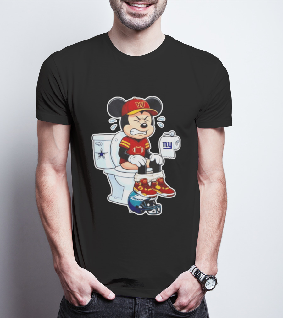 Mickey Toilet Washington W Frustrated Cowboys Giants Eagles Football Rivalry T-Shirt