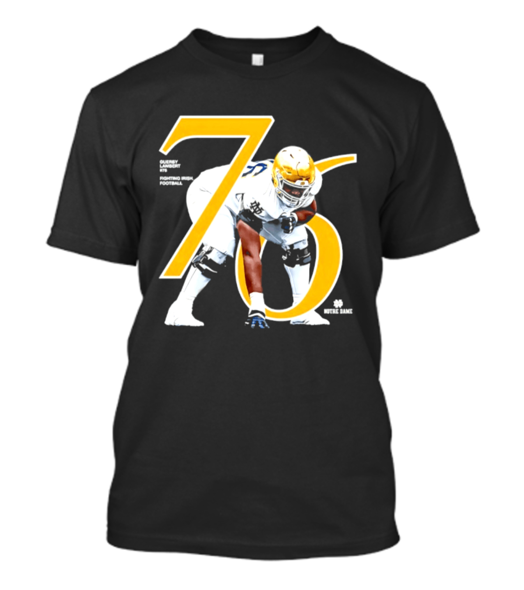 Notre Dame Football Player Number 76 Guerby Lambert NCAA T-Shirt