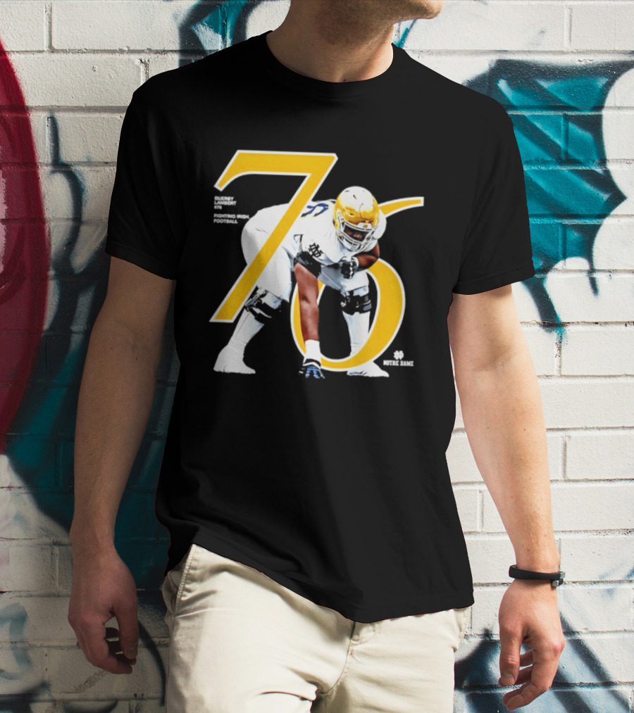 Notre Dame Football Player Number 76 Guerby Lambert NCAA T-Shirt