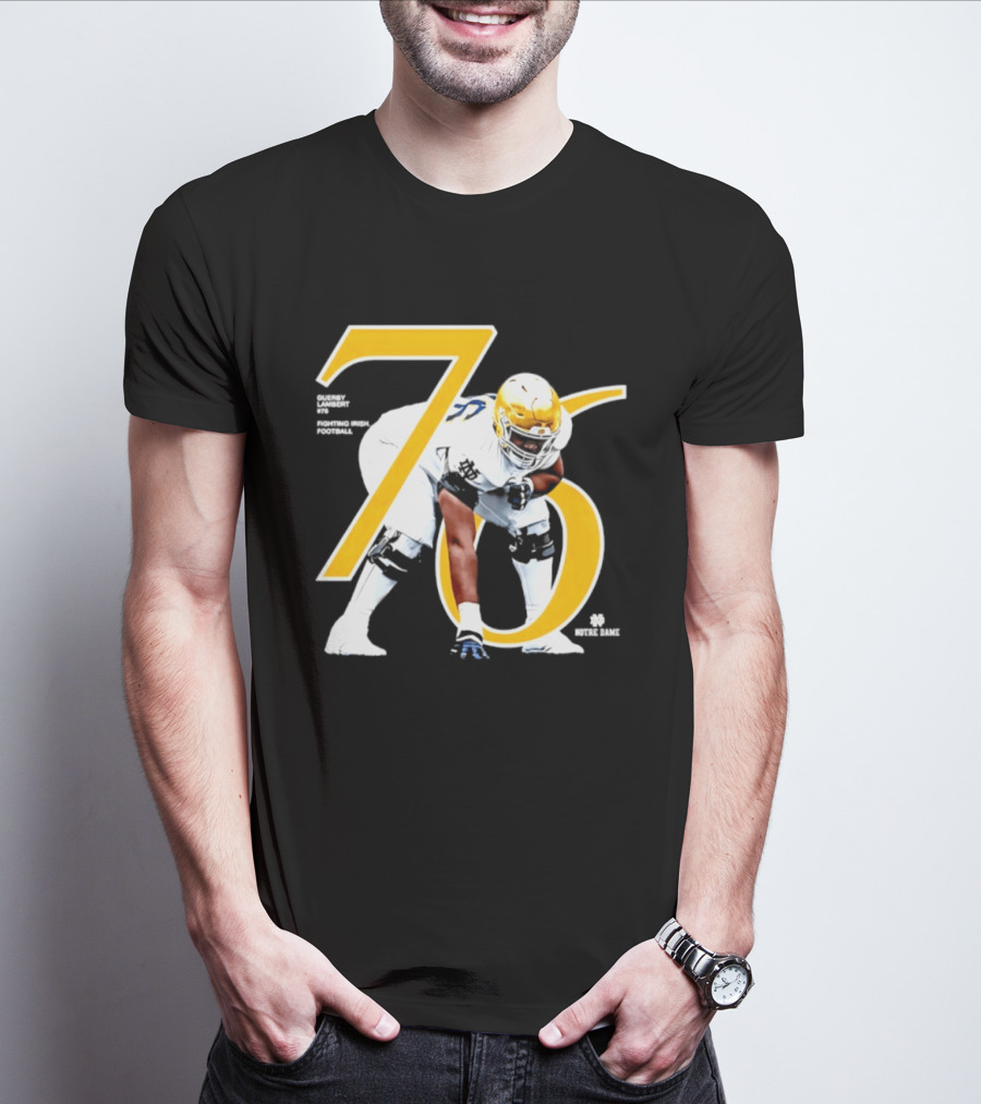 Notre Dame Football Player Number 76 Guerby Lambert NCAA T-Shirt