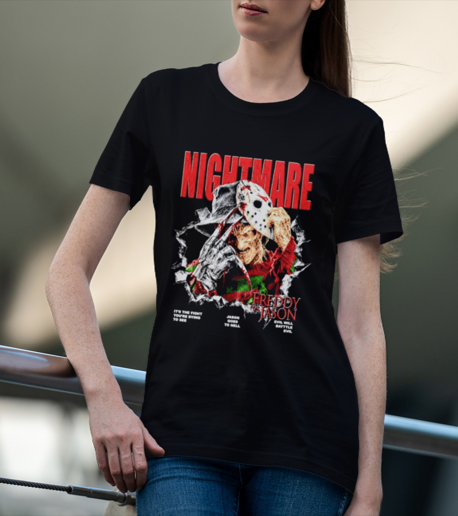 Nightmare Freddy Vs Jason Evil Battle Halloween Fight You're Dying To See T-Shirt