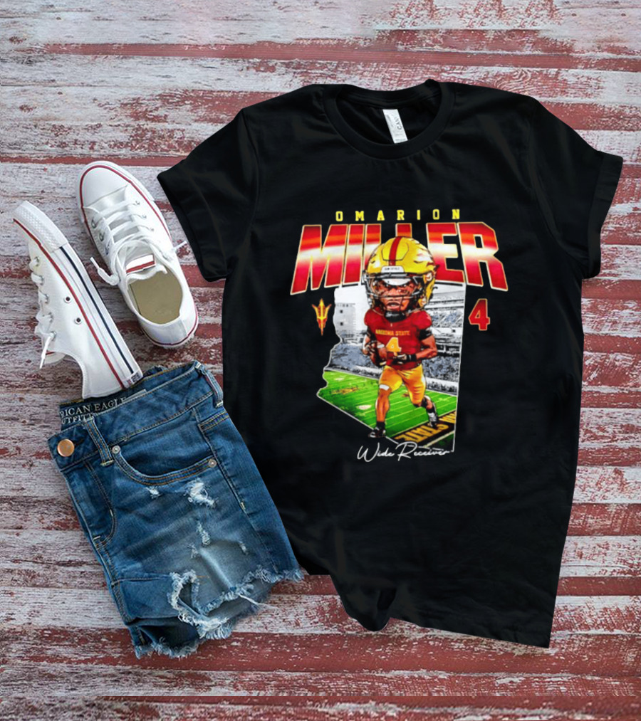 Omarion Miller 4 Arizona State Wide Receiver Caricature Including Team T-Shirt