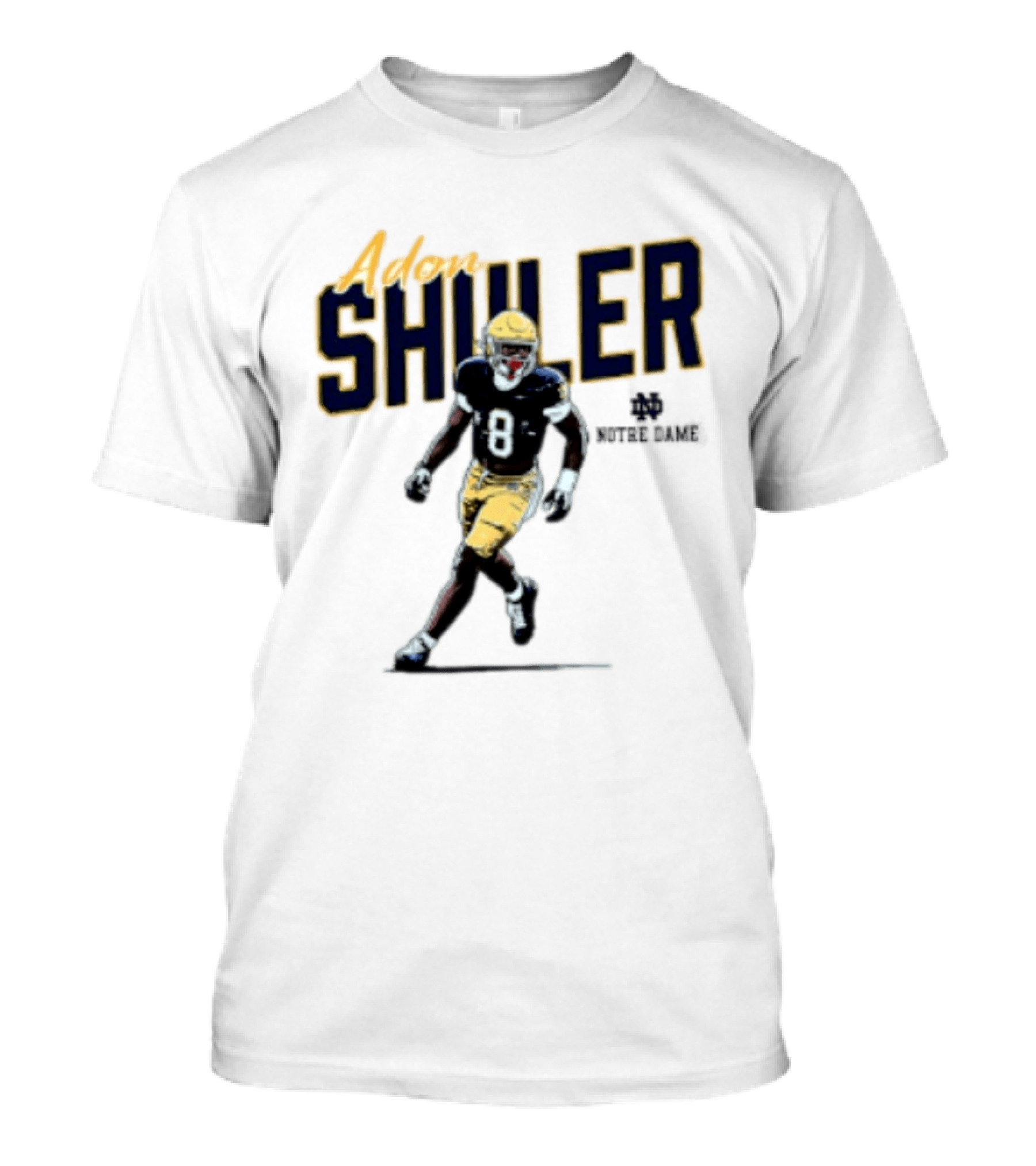 Adon Shuler 8 Notre Dame NCAA Football Caricature Player T-Shirt