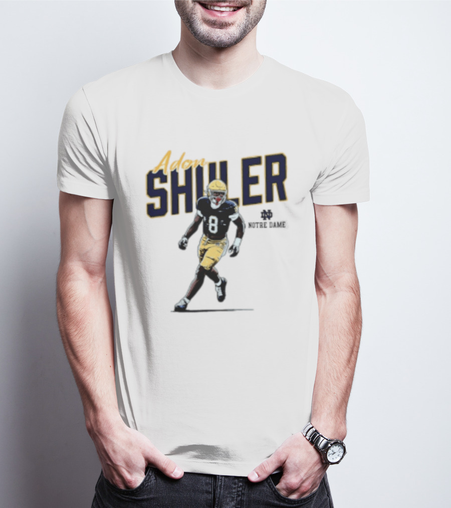 Adon Shuler 8 Notre Dame NCAA Football Caricature Player T-Shirt
