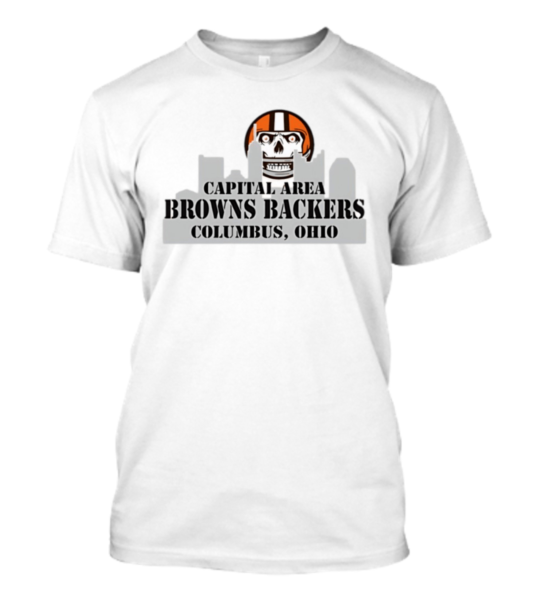 Cleveland Browns Skull Capital Area Browns Backers Columbus Ohio T-Shirt