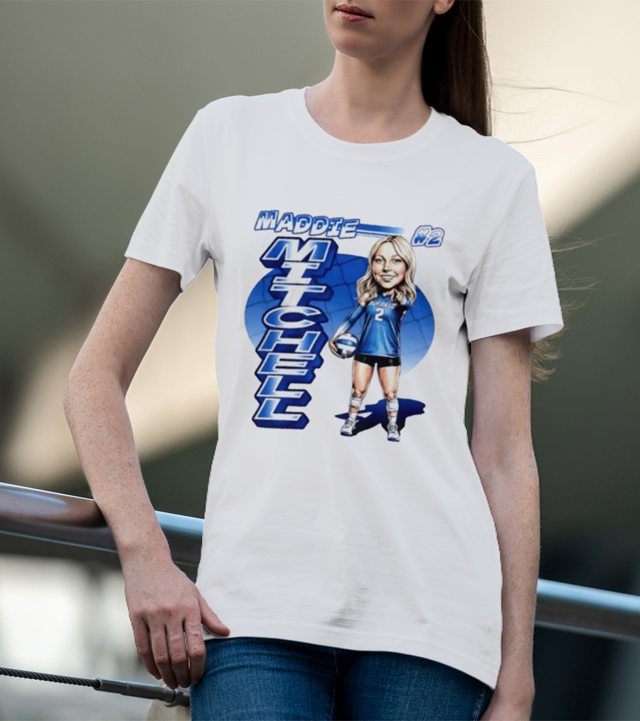 Maddie Mitchell #2 Buffalo Volleyball Caricature T-Shirt