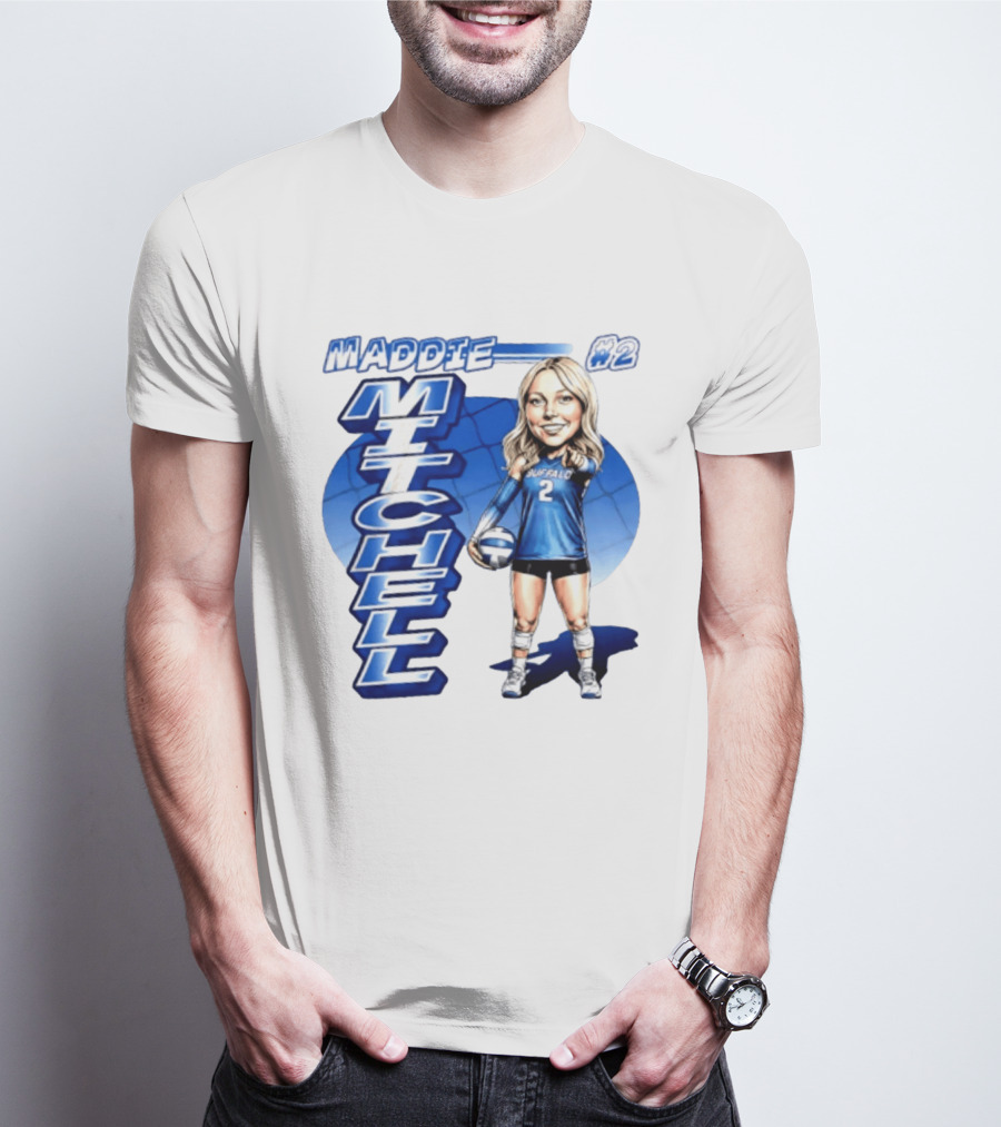 Maddie Mitchell #2 Buffalo Volleyball Caricature T-Shirt