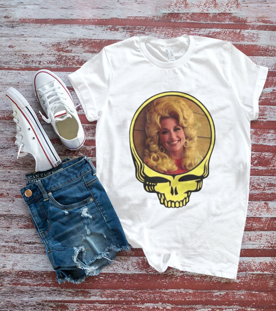 Dolly Parton Grateful Dead Skull Motif T-Shirt