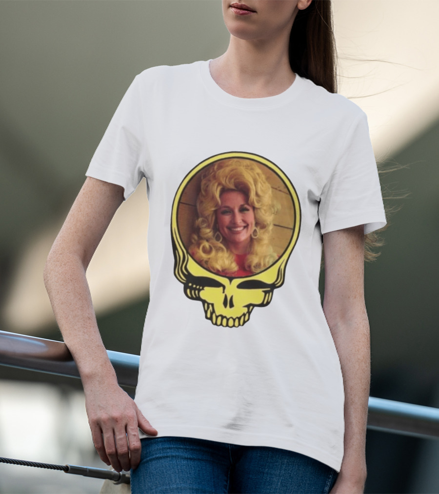 Dolly Parton Grateful Dead Skull Motif T-Shirt