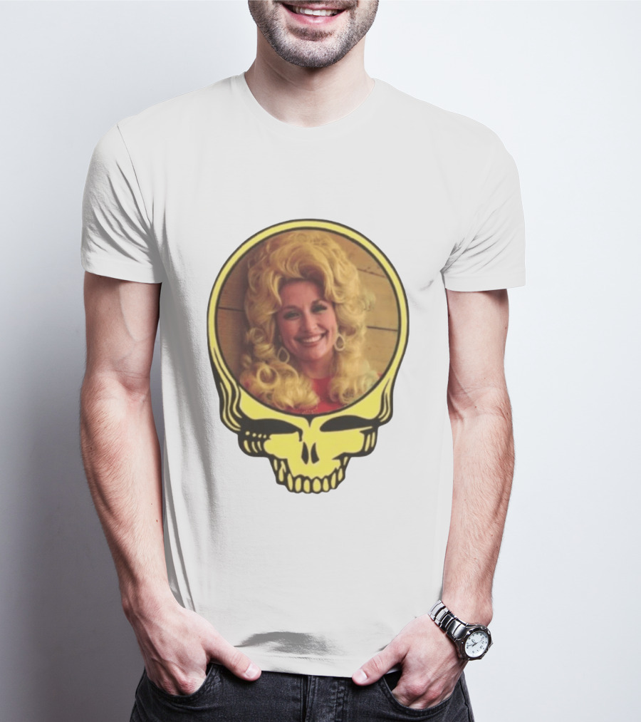 Dolly Parton Grateful Dead Skull Motif T-Shirt