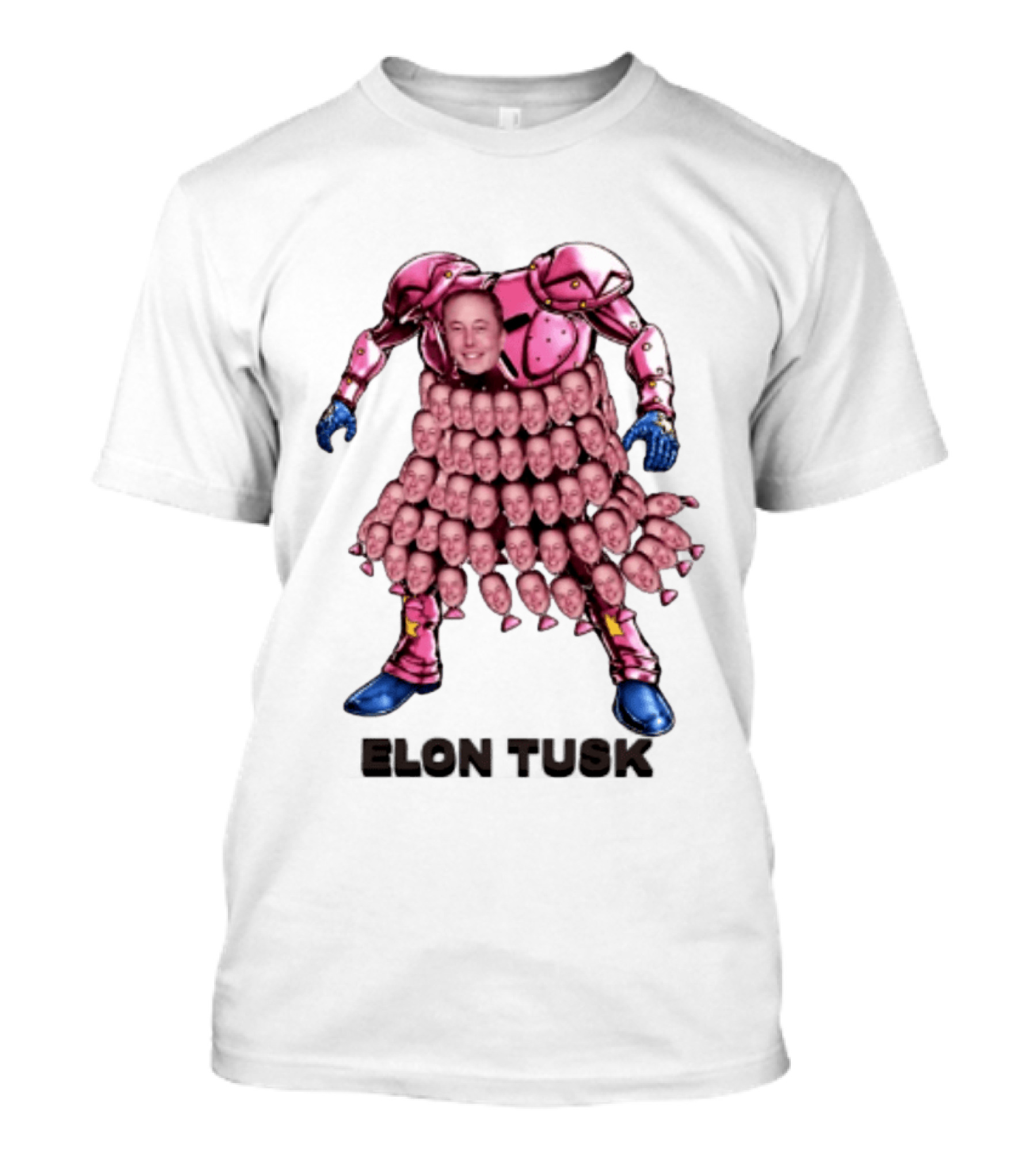 Elon Tusk Pink Armor Mosaic Elon Musk Faces T-Shirt