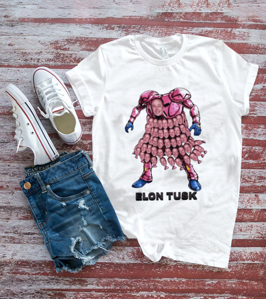 Elon Tusk Pink Armor Mosaic Elon Musk Faces T-Shirt