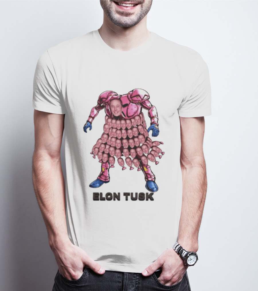 Elon Tusk Pink Armor Mosaic Elon Musk Faces T-Shirt